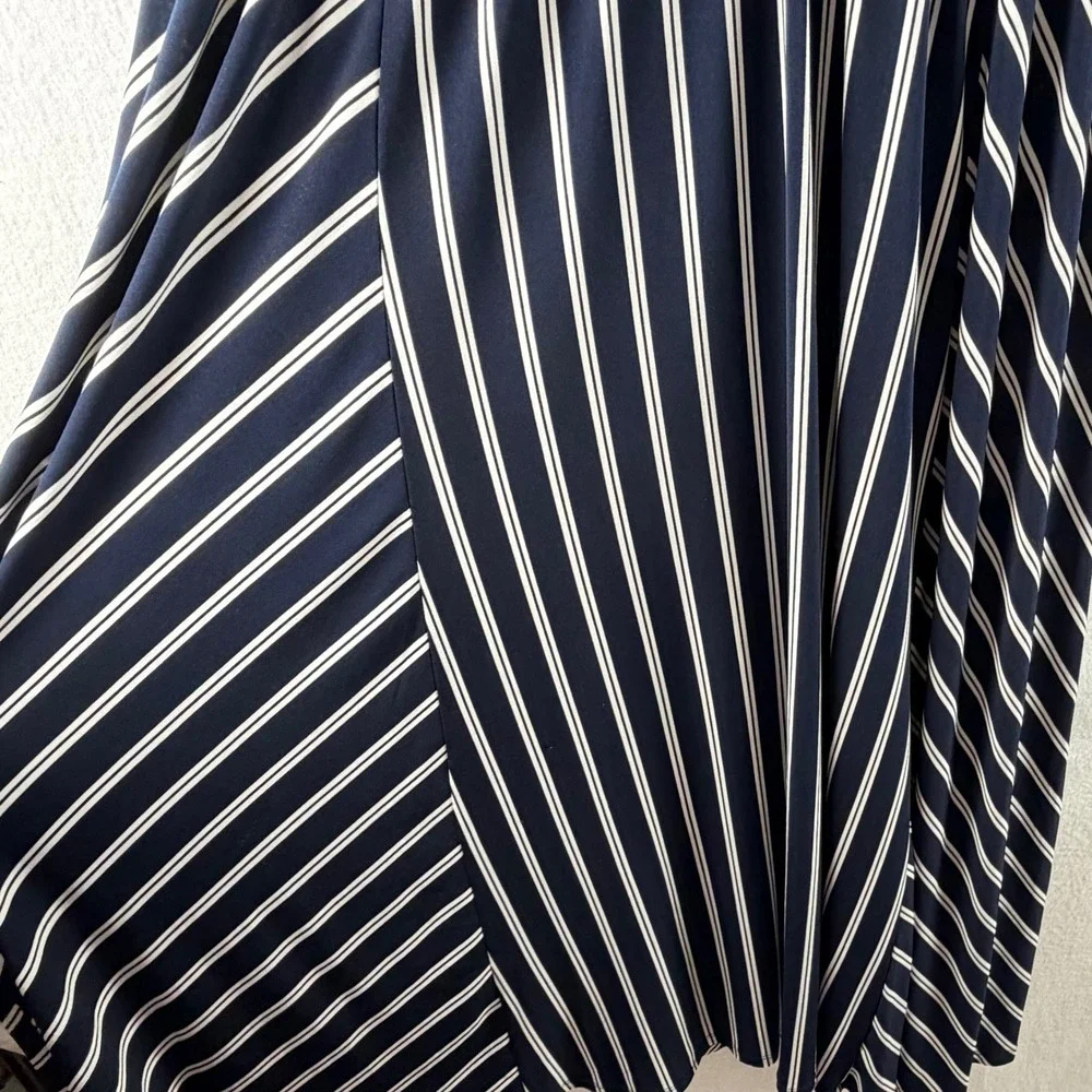 Lane Bryant Blue White Striped Faux‎ Wrap Maxi Dress Womens 18/20 Short Sleeve